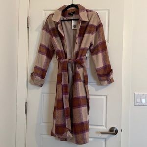 Purple/Brown shacket Trench Coat with Tie waist